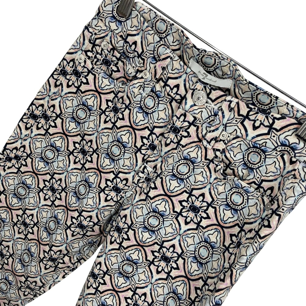 7 For All Mankind Print Jeans Blue Pink Geometric Mosaic Mandela Boho Eclectic